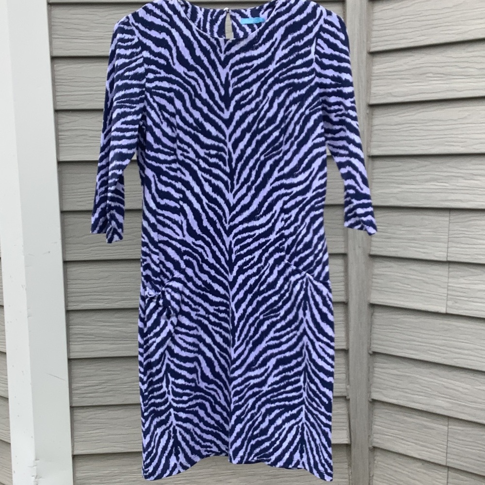 J. McLaughlin Purple Zebra-Print Midi Dress